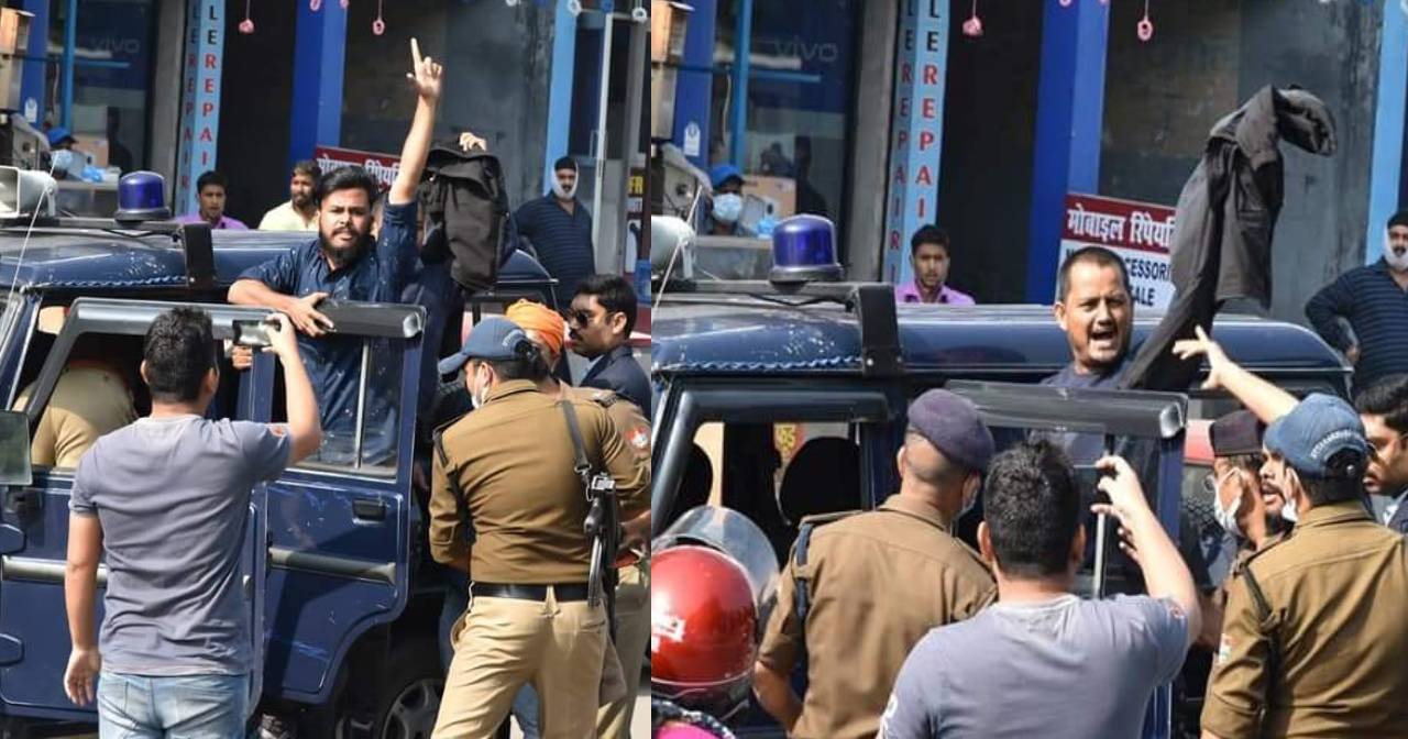 youth shows black flag to cm dhami