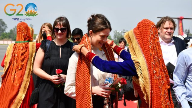 with traditional welcome of foreign delegates g20 science meeting in ramanagr today