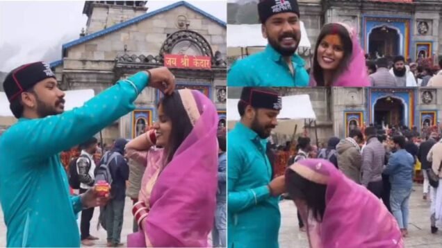 another viral video of kedarnath dham of applying sindoor
