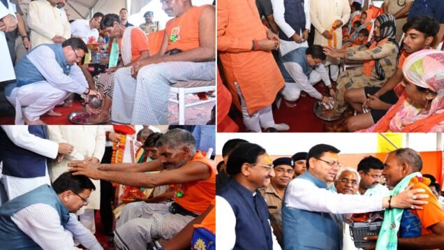 cm dhami washed kanwariyas feet welcome them