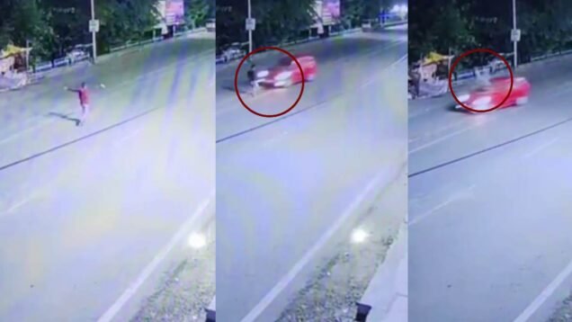 cctv footage show speedy car blown away youth in rishikesh